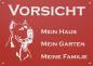 Preview: Aluminium Warnschild Dogo Argentino VORSICHT Mein Haus mein Garten meine Familie